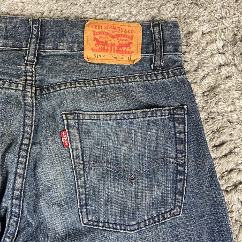 Vintage Levi 514 Slim Straight Jeans Womens 16 Reg 28x28 Blue Denim Classic Y2K